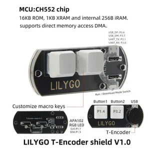 LILYGO T-Encoder Shield CH552 Macro Keys RGB LED-4