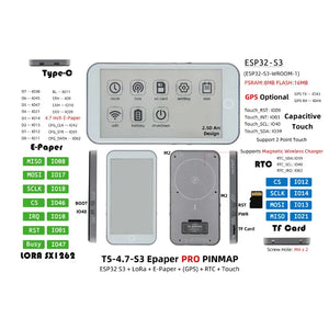 LILYGO T5 E‑Paper S3 Pro ESP32‑S3 4.7" LoRa Wi‑Fi BLE IoT Dev Kit-8