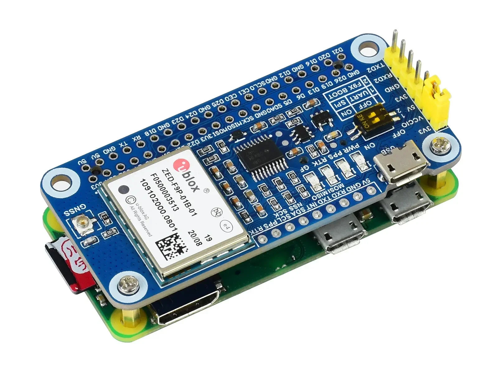 Waveshare ZED-F9P GPS-RTK HAT for Raspberry Pi Centimeter Level Accuracy