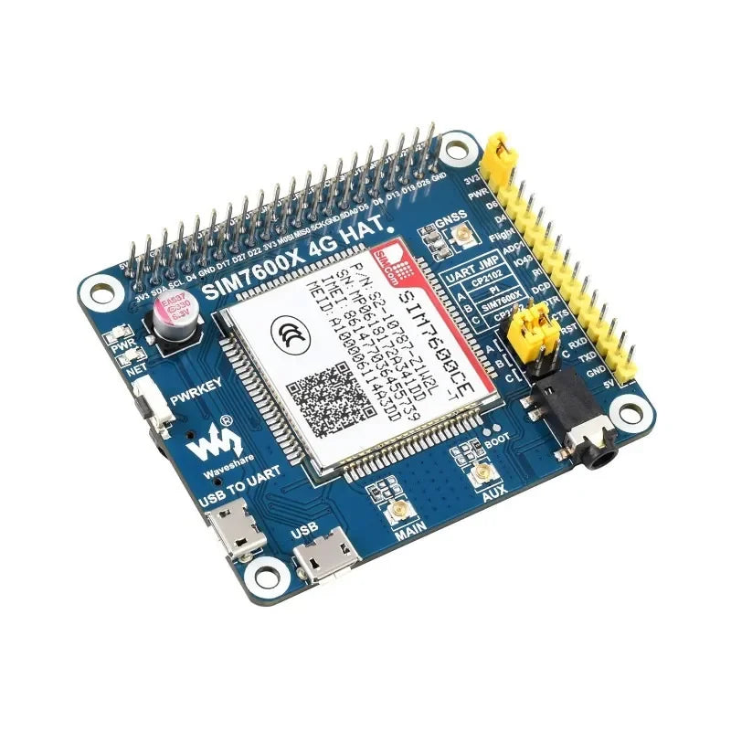 Waveshare SIM7600CE 4G HAT for Raspberry Pi LTE Cat-4 4G/3G/2G Support