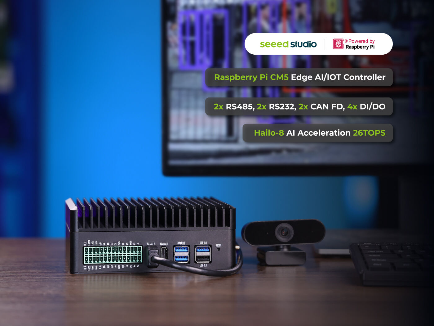 Seeed Studio reComputer Industrial R2145-12 Hailo-8 26 TOPS 16GB