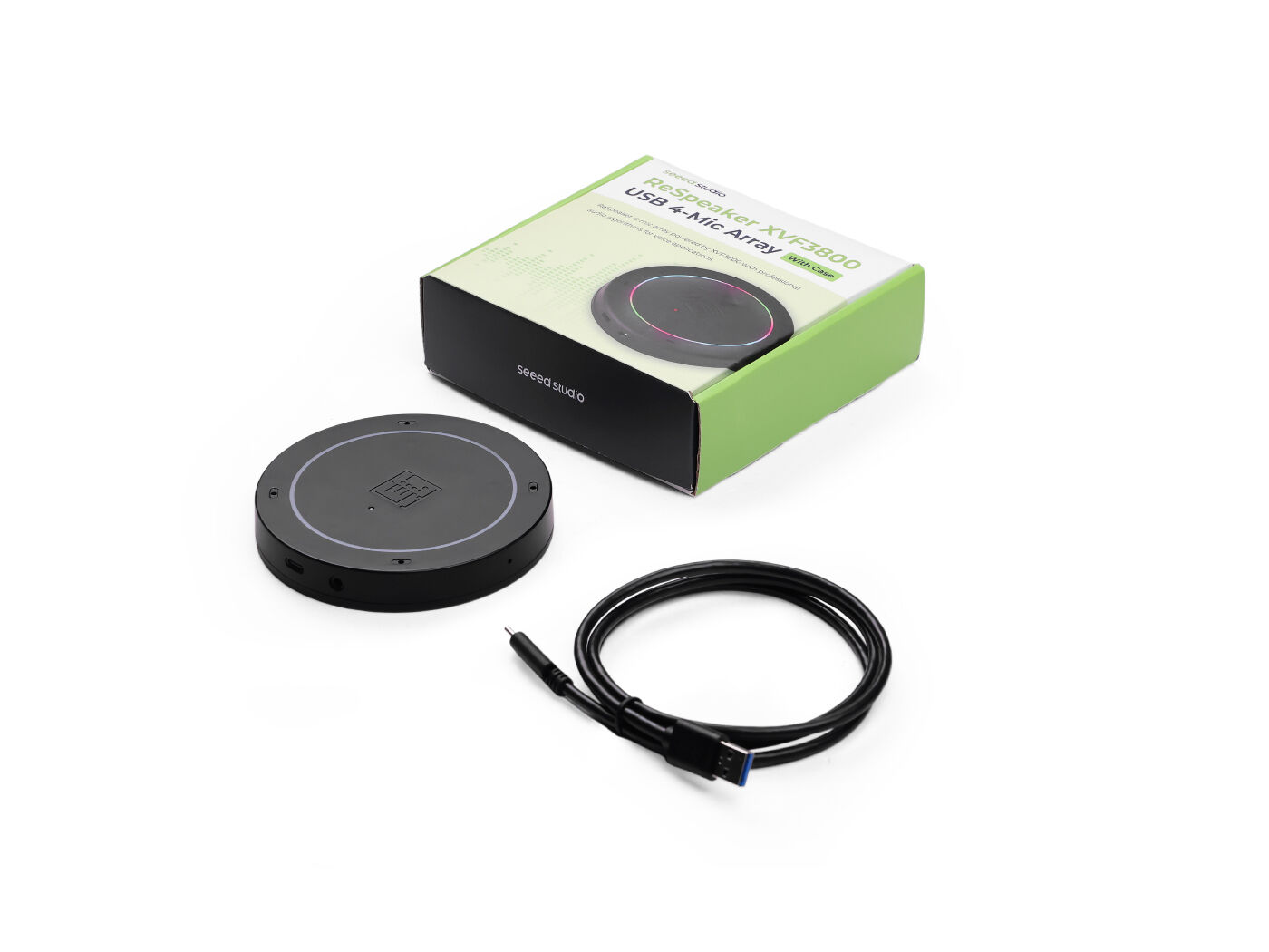Seeed Studio ReSpeaker XMOS XVF3800 with Case AI-powered 4-Mic Array