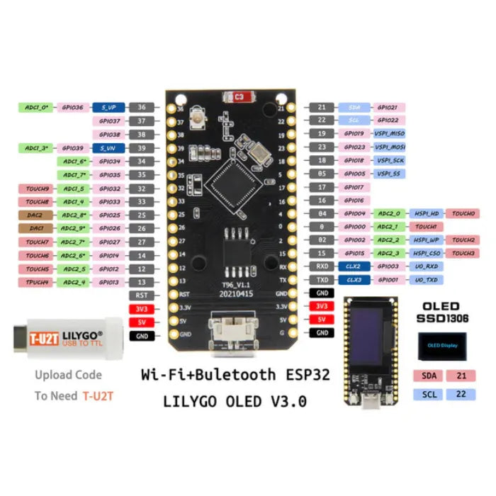 LILYGO ESP32 OLED V3.0 Wi-Fi Bluetooth Wireless Dev Board-8