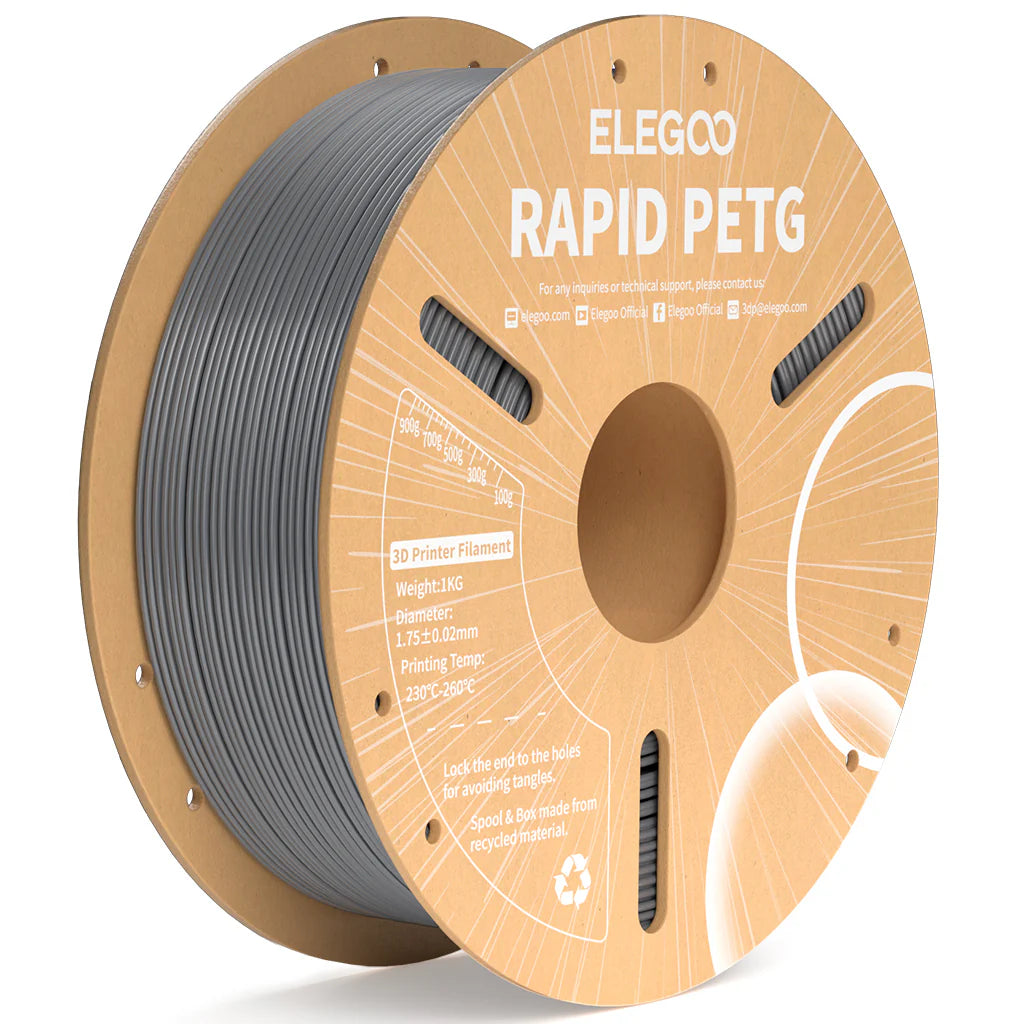 ELEGOO Rapid PETG Space Grey Filaments 3D Printer Consumables 1KG 1.75mm for FDM 3D printer