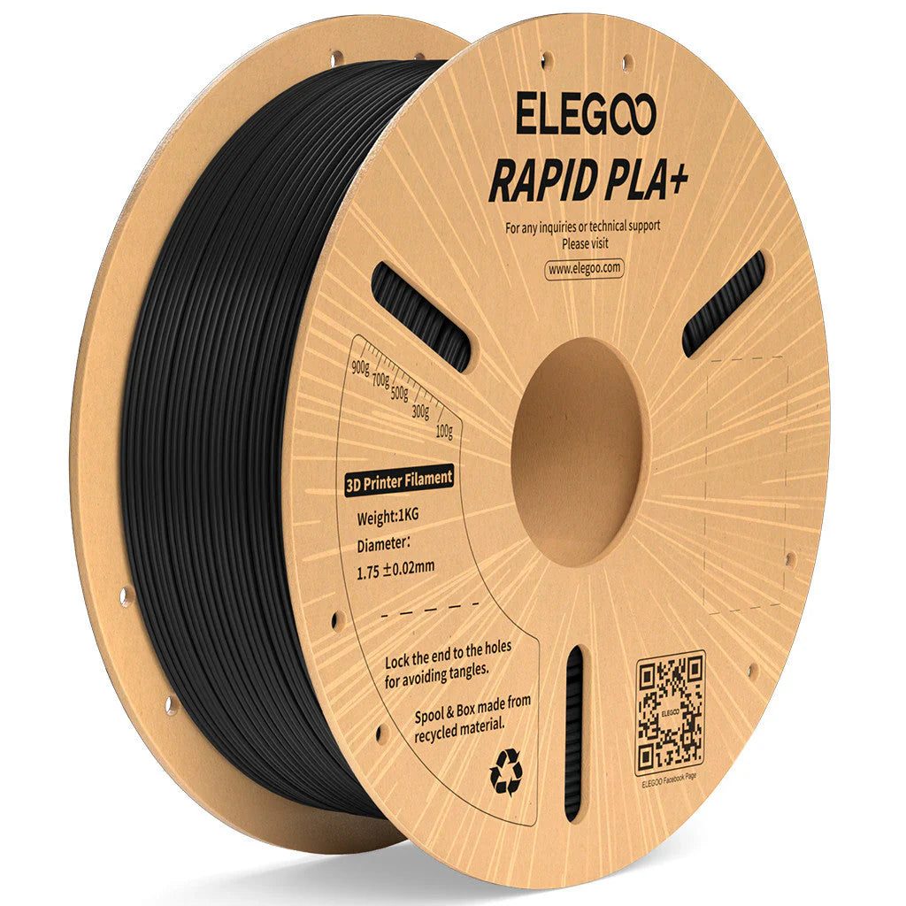 ELEGOO Rapid PLA Plus Black Filaments 3D Printer Consumables 1KG 1.75mm for FDM 3D printer