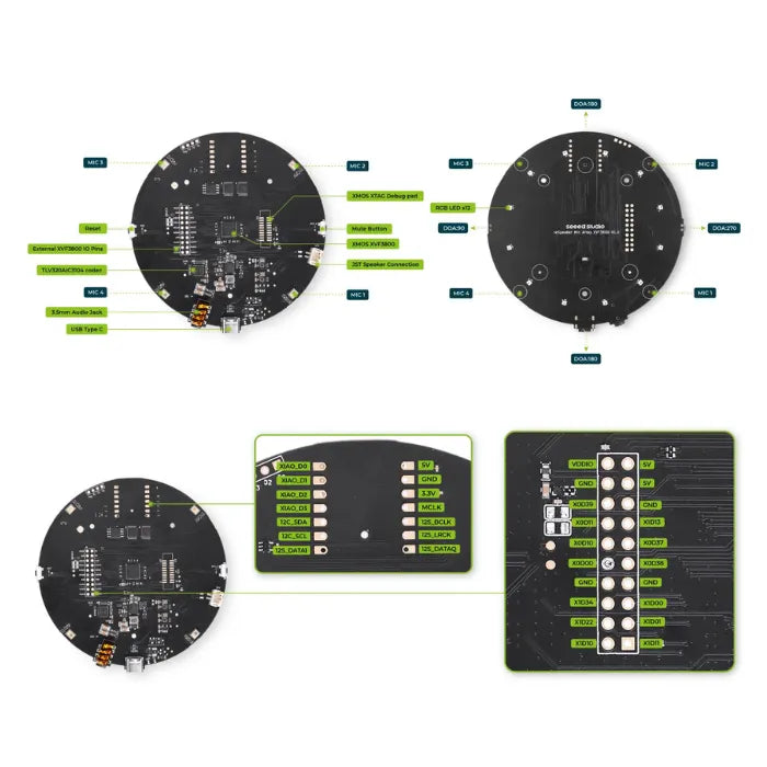 Seeed Studio ReSpeaker XMOS XVF3800 with XIAO ESP32S3 AI 4Mic Array-8