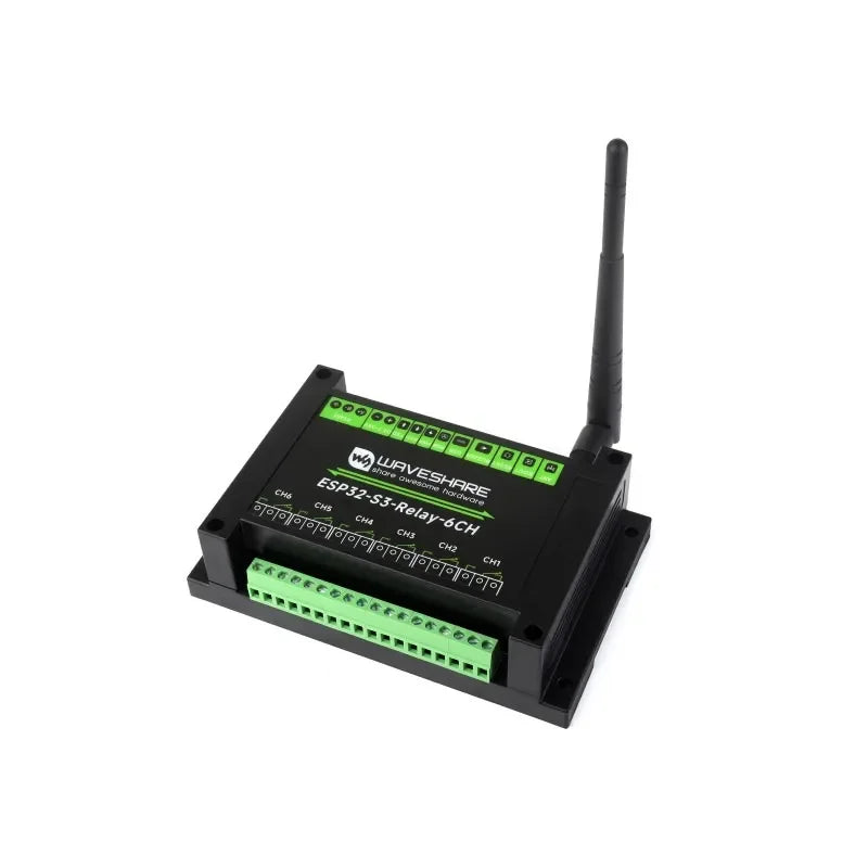Waveshare ESP32‑S3 WiFi/BLE Relay 6CH | RS485 | DIN‑Rail, Isolated