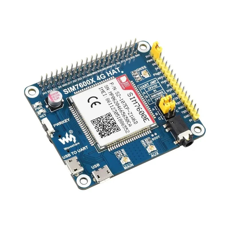 Waveshare SIM7600E LTE Cat-1 HAT for Raspberry Pi 3G/2G/GNSS